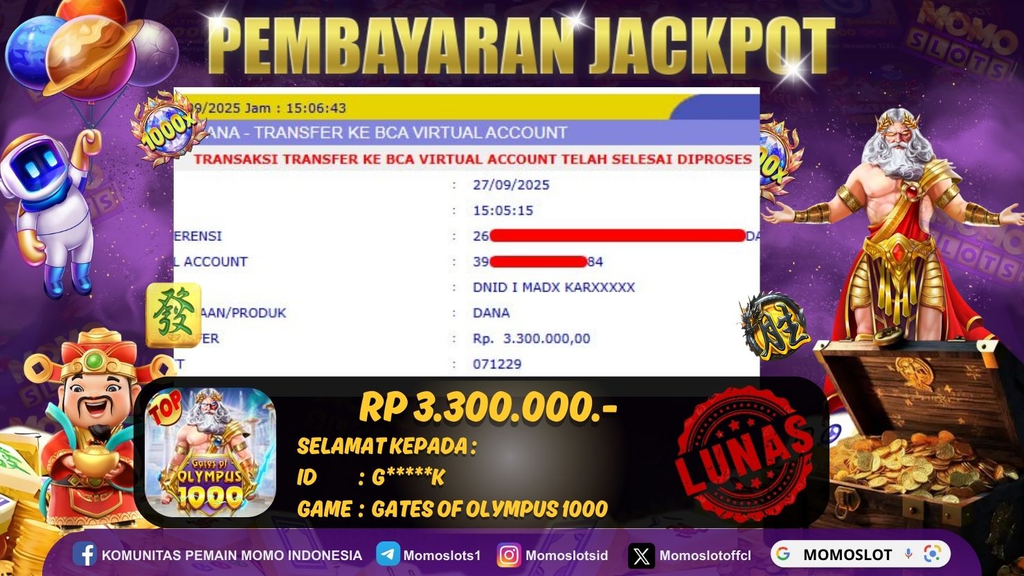 MOMOSLOTS JACKPOT SLOT GATES OF OLYMPUS 1000